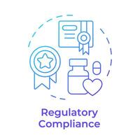 règlementaire conformité bleu pente concept icône. industrie standard, drogue étiquetage. des médicaments sécurité. rond forme ligne illustration. abstrait idée. graphique conception. facile à utilisation dans infographie, article vecteur