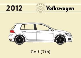 2012 vw le golf voiture affiche art vecteur