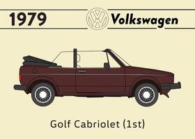 1979 vw le golf cabriolet voiture affiche art vecteur