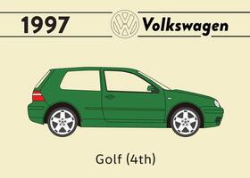 1997 vw le golf voiture affiche art vecteur