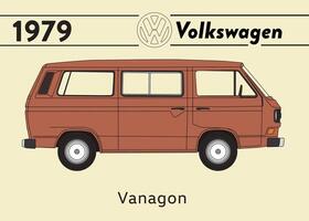 1979 vw vanagon voiture affiche art vecteur