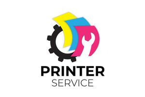 imprimante un service logo conception vecteur