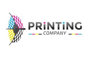 impression entreprise logo conception esprit cmyk couleurs et traverser vecteur