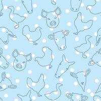 pastel bleu ferme animal thème modèle avec blanc polkadots vecteur