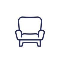 chaise ligne icône sur blanc vecteur