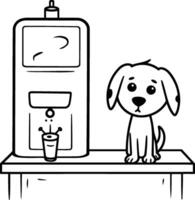 illustration de une chien dans une animal de compagnie toilettage salon. griffonnage style vecteur