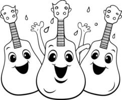 illustration de une groupe de marrant guitares sur une blanc Contexte. vecteur