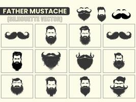 une noir Couleur silhouette gentleman, branché ou salon de coiffure symbole moustache Icônes, moustache silhouette collection. vecteur