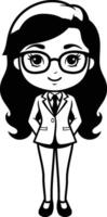 mignonne femme d'affaires avec des lunettes et chemisier dessin animé illustration graphique conception vecteur