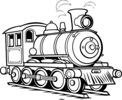 rétro vapeur locomotive - noir et blanc dessin animé illustration vecteur