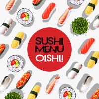 Conception de menus avec des rouleaux de sushi vecteur