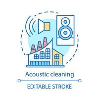 icône de concept de nettoyage acoustique. illustration de la méthode de maintenance idée fine ligne. systèmes de manutention et de stockage. générer de puissantes ondes sonores. dessin de contour isolé de vecteur. trait modifiable vecteur