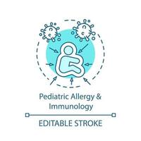 icône de concept d'allergie et d'immunologie pédiatriques. maladies des enfants. allergènes, infections virales et bactériennes. icône de fine ligne idée soins de santé pour enfants. dessin de contour isolé de vecteur. trait modifiable vecteur