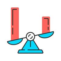 icône de couleur du diagramme de comparaison. diagramme de cluster. objets de contraste représentation symbolique. comparaison visuelle entre des catégories discrètes. histogramme sur des échelles. illustration vectorielle isolée vecteur