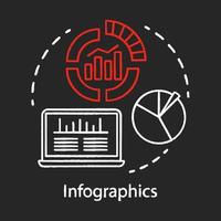 icône de concept de craie d'infographie. canaux pour l'idée de référencement. analyse de marketing numérique. trafic, métriques de conversion. statistiques de données smm. illustration de tableau isolé de vecteur