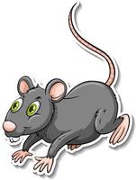 un autocollant de dessin animé d'animal de rat gris vecteur