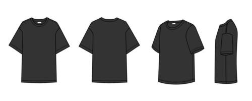 noir contour T-shirt maquette vecteur