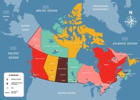Canada carte avec Capitale de Province et ville des noms vecteur