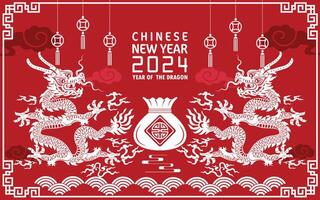 content chinois Nouveau année 2024 année de le chinois dragon zodiaque vecteur