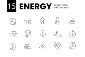 énergie contour icône pixel parfait conception pour site Internet et mobile app vecteur