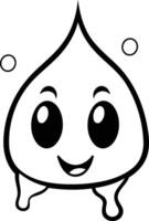 noir et blanc illustration de mignonne souriant l'eau laissez tomber avec yeux. vecteur