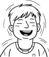 content souriant homme avec fermé yeux dans dessin animé style. vecteur