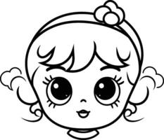 mignonne peu fille visage dessin animé illustration graphique conception illustration graphique conception vecteur