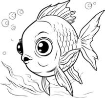 mignonne dessin animé poisson. coloration livre pour les enfants. vecteur