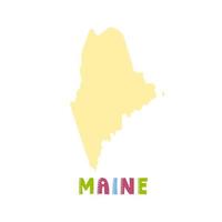 collection américaine. carte du Maine. lettrage de style griffonnage vecteur