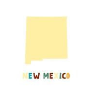 collection américaine. carte du nouveau mexique - silhouette jaune vecteur