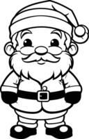 noir et blanc dessin animé illustration de Père Noël claus personnage pour coloration livre vecteur