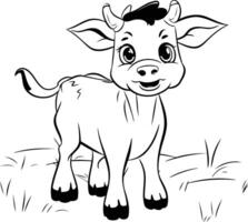 mignonne dessin animé vache. coloration livre pour les enfants. vecteur