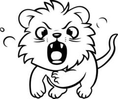 Lion dessin animé mascotte illustration isolé sur blanc Contexte vecteur