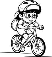 dessin animé cycliste garçon équitation une bicyclette isolé sur blanc Contexte. vecteur