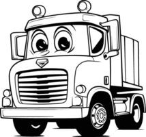 noir et blanc dessin animé illustration de marrant un camion bande dessinée personnage pour coloration livre vecteur