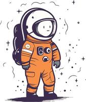 astronaute dans espace costume. main tiré illustration pour votre conception vecteur