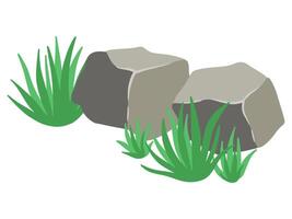 pierre Roche avec herbe illustration vecteur