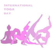 juin 21e célébrations de monde yoga journée bannière conception avec femme dans différent pose vecteur