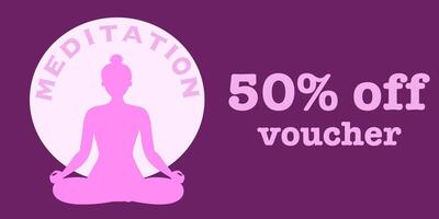 yoga leçon affaires carte, cadeau bon, spécial offre remise coupon, prospectus modèle dans rose couleurs plat illustration vecteur