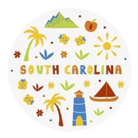 collection américaine. illustration vectorielle du thème de la Caroline du Sud. symboles d'état vecteur