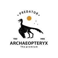 ancien branché dinosaure, archéoptéryx logo silhouette art icône vecteur