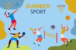 des sports background.summer des sports Jeux. abstrait coloré Contexte avec les athlètes. illustration. vecteur