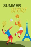 des sports background.summer des sports Jeux. abstrait coloré Contexte avec les athlètes. illustration. vecteur