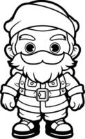 mascotte illustration de Père Noël claus avec barbe pour coloration livre vecteur