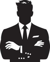 silhouette de une homme dans une costume isolé sur blanc Contexte vecteur