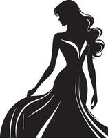 silhouette de magnifique fille dans profil avec longue cheveux vecteur