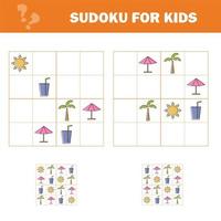 sudoku pour les enfants. jeu pour enfants d'âge préscolaire, logique d'entraînement vecteur