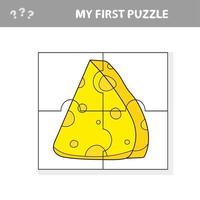 fromage de dessin animé. puzzle pour les tout-petits. Associez les pièces et complétez le tableau vecteur