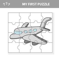 mon premier puzzle - avion. feuille de travail. jeu d'art pour enfants vecteur