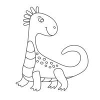 charmant illustration de une mignonne dinosaure dans une main tiré griffonnage style. amical et espiègle conception pour coloration. vecteur